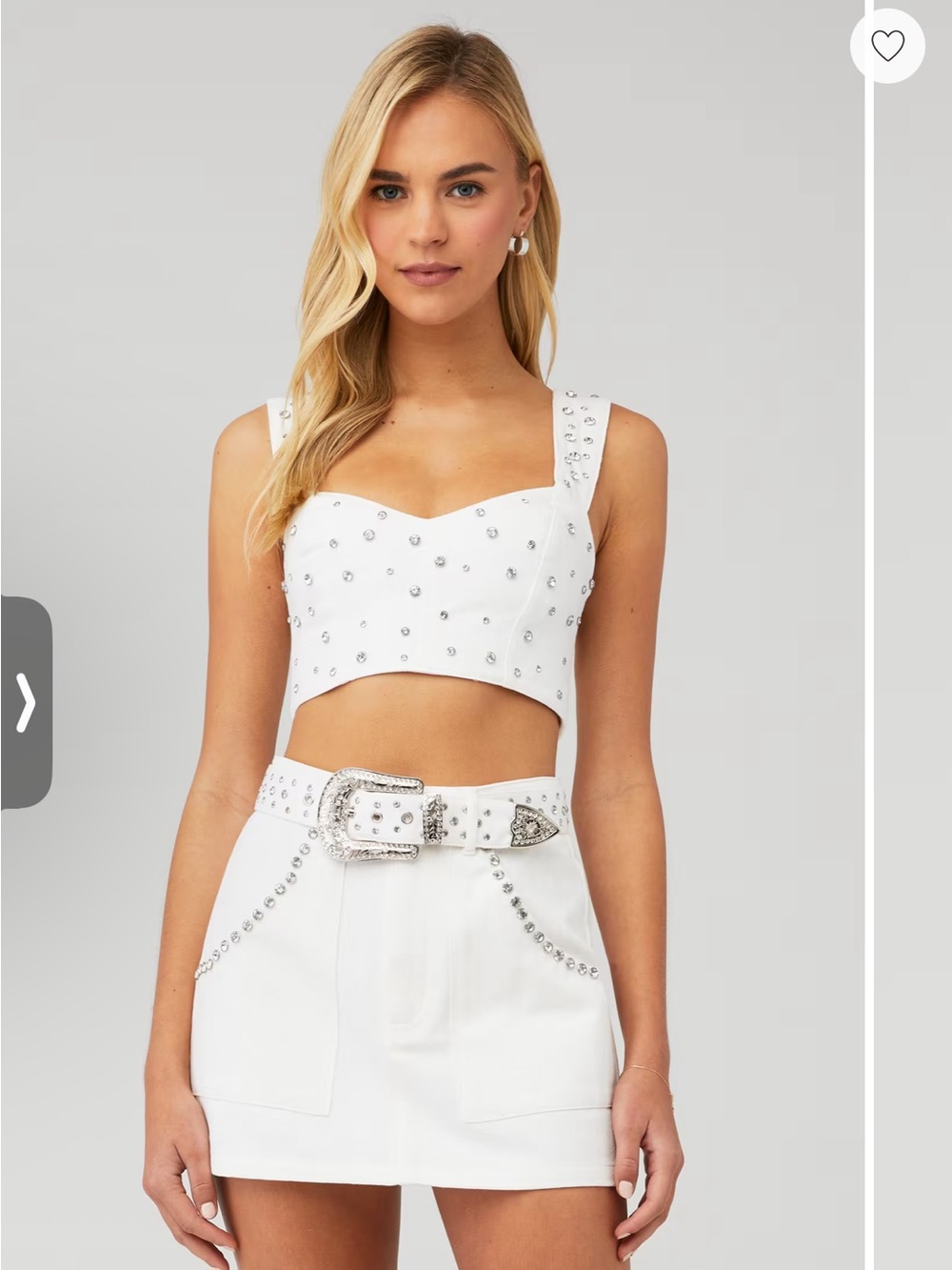 White Embellished Crop Top - Women